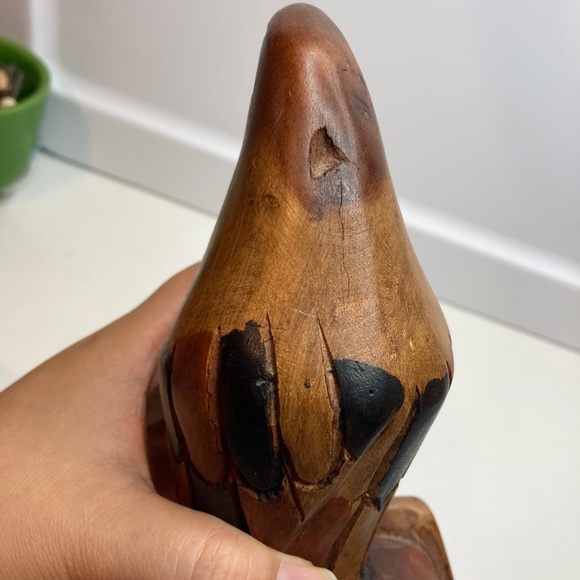 Hand Carved Wood Bald Eagle or Hawk Figurine 8.75” Tall Bird Statue - Picture 8 of 11